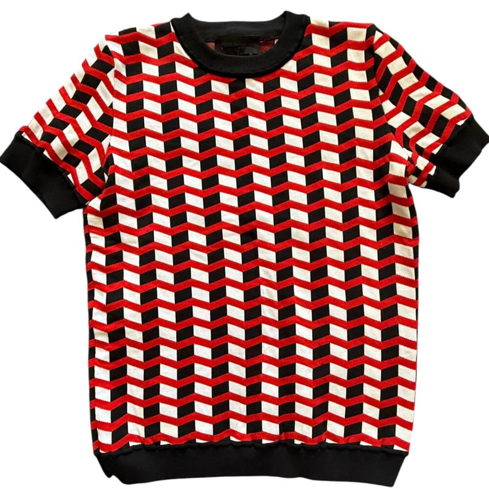Diesel Red and Black Geometric Blouse